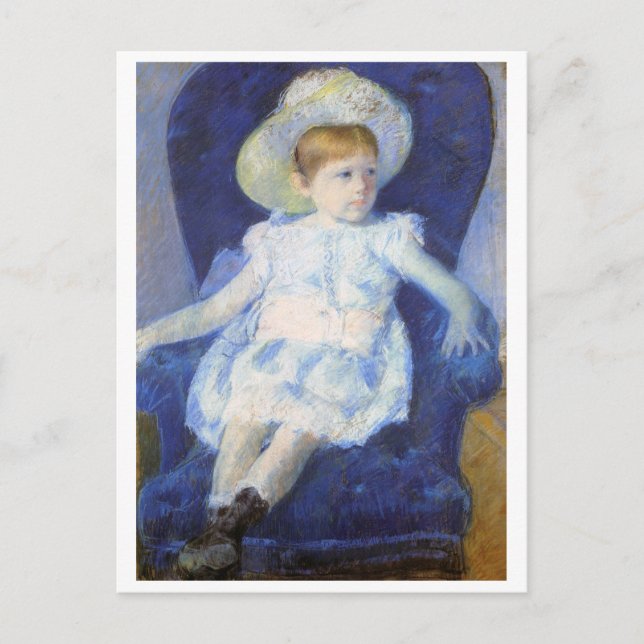Cartão Postal Menina em uma cadeira azul, Mary Cassatt (Frente)