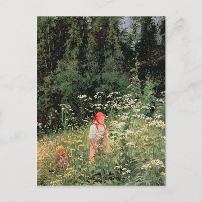 Cartão Postal Menina entre as flores silvestres, 1880 (Frente)