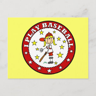Cartão Postal Menina Eu Jogo Beisebol Camisetas e Presentes