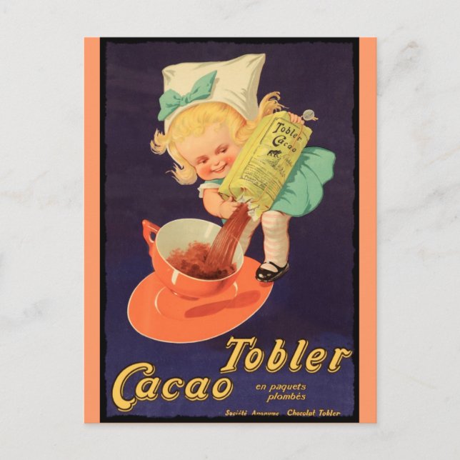 Cartão Postal Menina Faz Chocolate Quente (Frente)