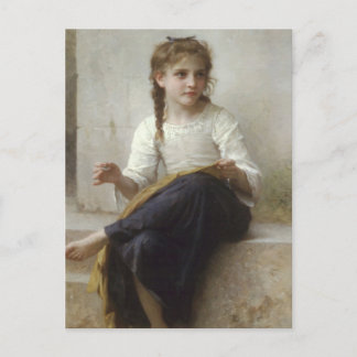 Cartão Postal Menina fazendo tricô 2