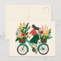 Menina Fofa Andando de Bicicleta com Flores Person