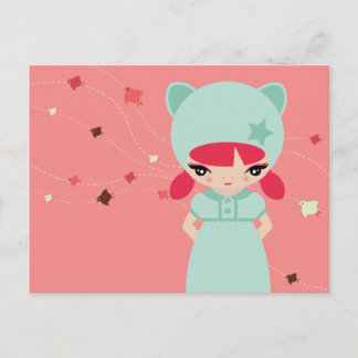 Cartão Postal menina grande do olho