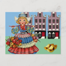 Cartão Postal Menina holandesa de vestido típico