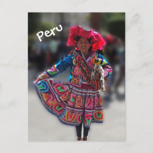 Cartão Postal Menina Inka em Arequipa Peru