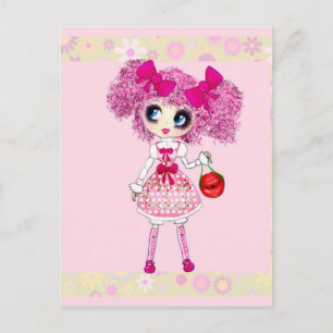 Cartão Postal Menina Kawaii de aniversário - personalizado