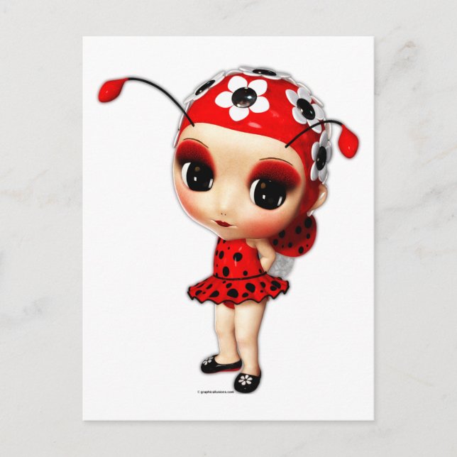 Cartão Postal Menina Ladybug (Frente)