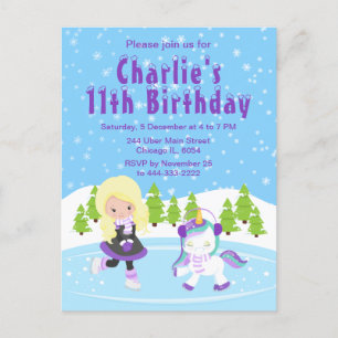Cartão Postal Menina Loira Fazendo Aniversário de Patinação no G