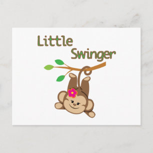 Cartão Postal Menina Macaco Pequeno Swinger