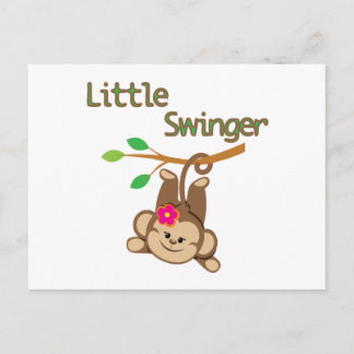 Cartão Postal Menina Macaco Pequeno Swinger