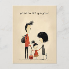 Cartão Postal Menina, mãe e pai