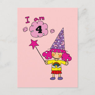 Cartão Postal Menina mágica de 4 anos