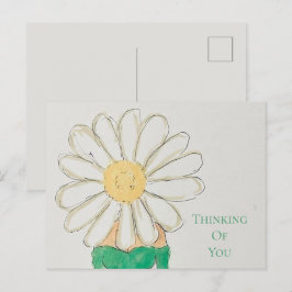Cartão Postal Menina Margarida Vestido Verde Pensando em Você
