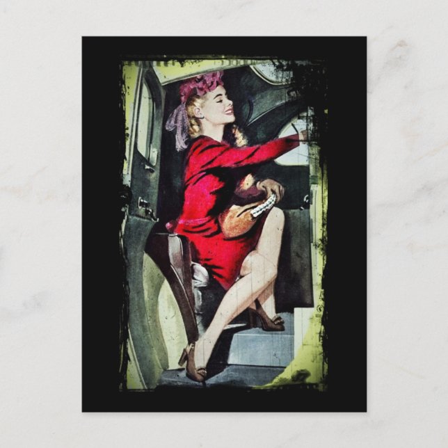 Cartão Postal Menina Moderna em Nylons (Frente)