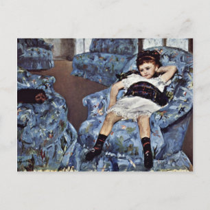 Cartão Postal Menina na poltrona azul por Cassatt Mary (melhor
