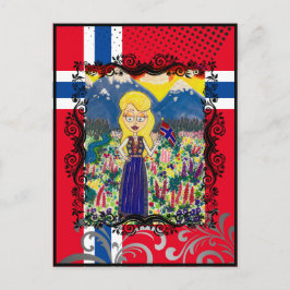 Cartão Postal Menina norueguesa em Bunad