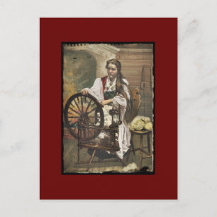 Cartão Postal Menina norueguesa em uma roda giratória