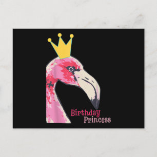 Cartão Postal Menina Princesa de Aniversário Flamingo   Flamingo
