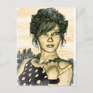 Cartão Postal Menina retro