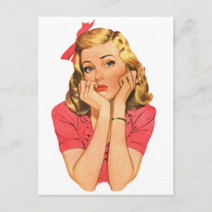Cartão Postal Menina retro 'Whatever da propaganda das mulheres