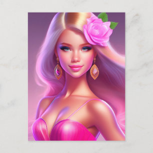 Cartão Postal Menina Rosa