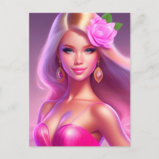 Cartão Postal Menina Rosa (Frente)