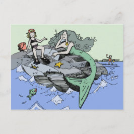 Cartão Postal Menina Sereia Verão Praia Amizade Caprichosa