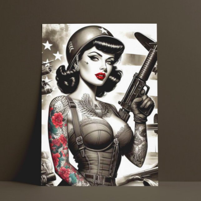 Cartão Postal Menina Soldado Vintage (Criador carregado)