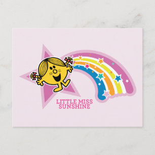 Cartão Postal Menina Sunshine   Estrelas e arco-íris
