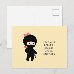 Cartão Postal Menina Tiny Ninja Citação em Amarelo