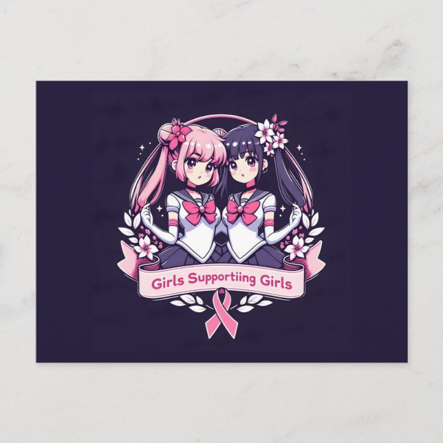 Cartão Postal Meninas apoiando garotas (Frente)