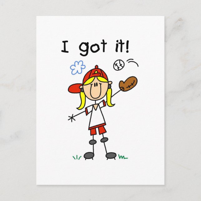 Cartão Postal Meninas Baseball Eu tenho Camisetas e presentes (Frente)