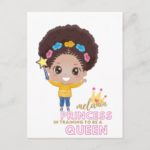 Cartão Postal Meninas Bonitas Melanin Princesa Treinando Para Se