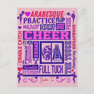 Cartão Postal Meninas Cheerhead Purple Typografia  