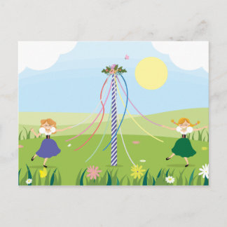 Cartão Postal Meninas dançando ao redor de Maypole