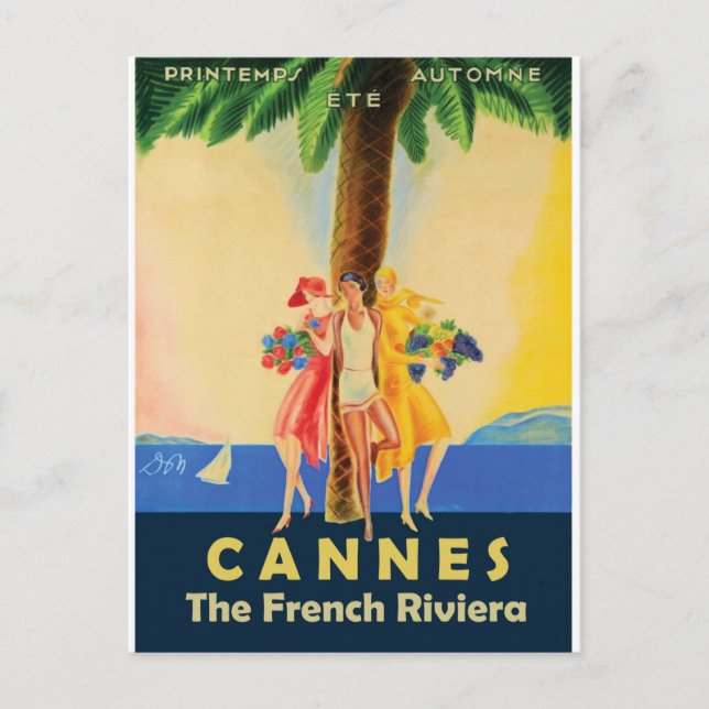 Cartão Postal Meninas de Cannes sob a Palmeira (Frente)