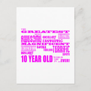 Cartão Postal Meninas do 10º aniversário: Rosa Maior 10 Anos