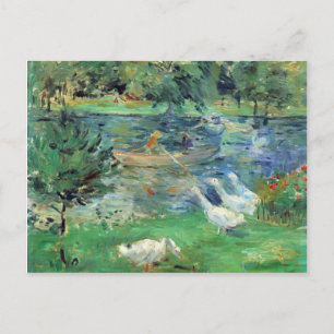 Cartão Postal Meninas em um barco com gansos por Berthe Morisot