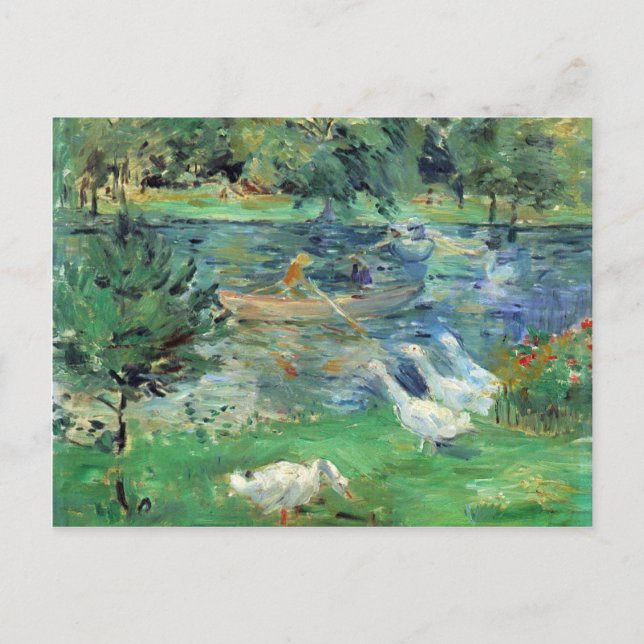 Cartão Postal Meninas em um barco com gansos por Berthe Morisot (Frente)