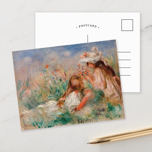 Cartão Postal Meninas na grama | Pierre-Auguste Renoir (Criador carregado)