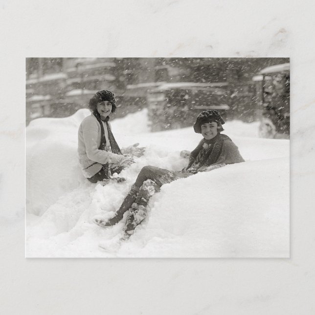 Cartão Postal Meninas na neve, 1922 (Frente)