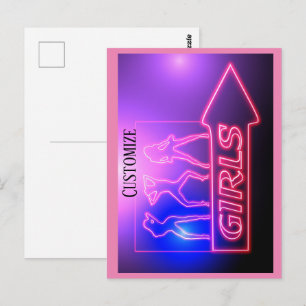 Cartão Postal Meninas Neon Rosa Assinam Thunder_Cove