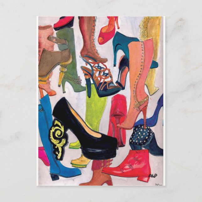 Cartão Postal Meninas, precisam de um novo par? Belos Calçados! (Frente)