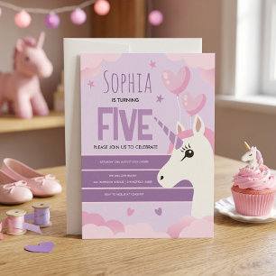 Cartão Postal Meninas Unicórnio Roxo Fofo Aniversário Infantil