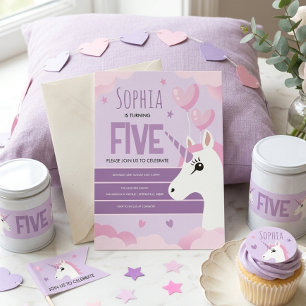 Cartão Postal Meninas Unicórnio Roxo Fofo Aniversário Infantil