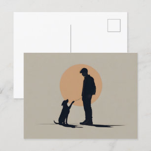 Cartão Postal Menino com arte de cão
