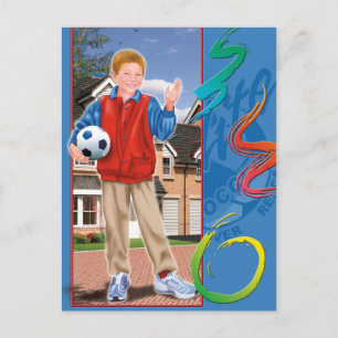 Cartão Postal Menino com bola de futebol