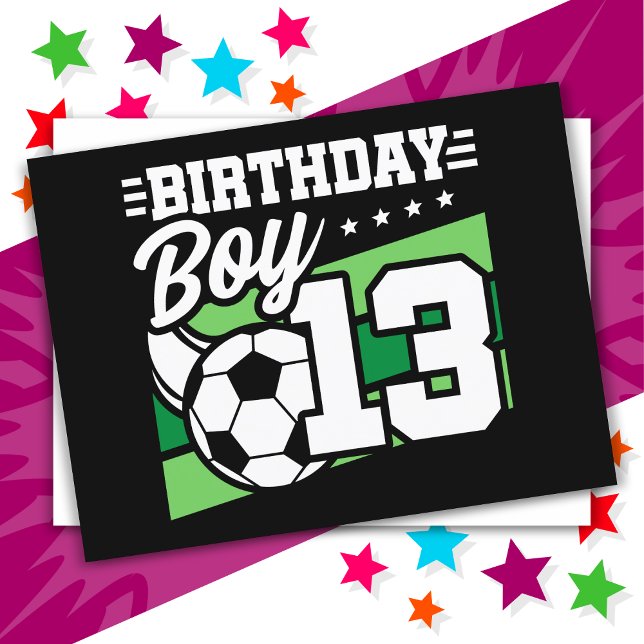 Cartão Postal Menino de 13 Anos Futebol Kids Aniversário de 13 A (Criador carregado)