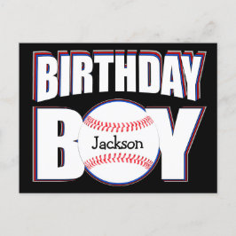 Cartão Postal Menino de Aniversário Jogador de Beisebol Nome Per