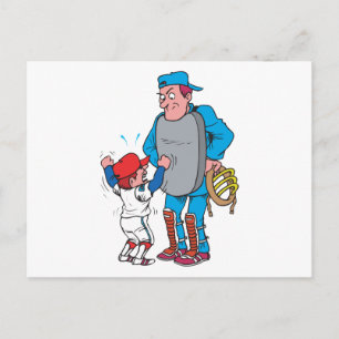 Cartão Postal menino de beisebol discutindo com o árbitro